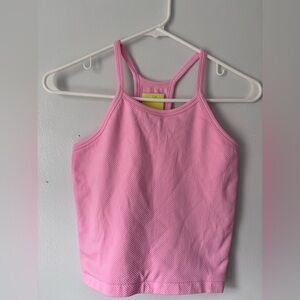All In Motion Sz XL 14 Girls Cropped Tank Top Textured Tight Fit Pink NWT